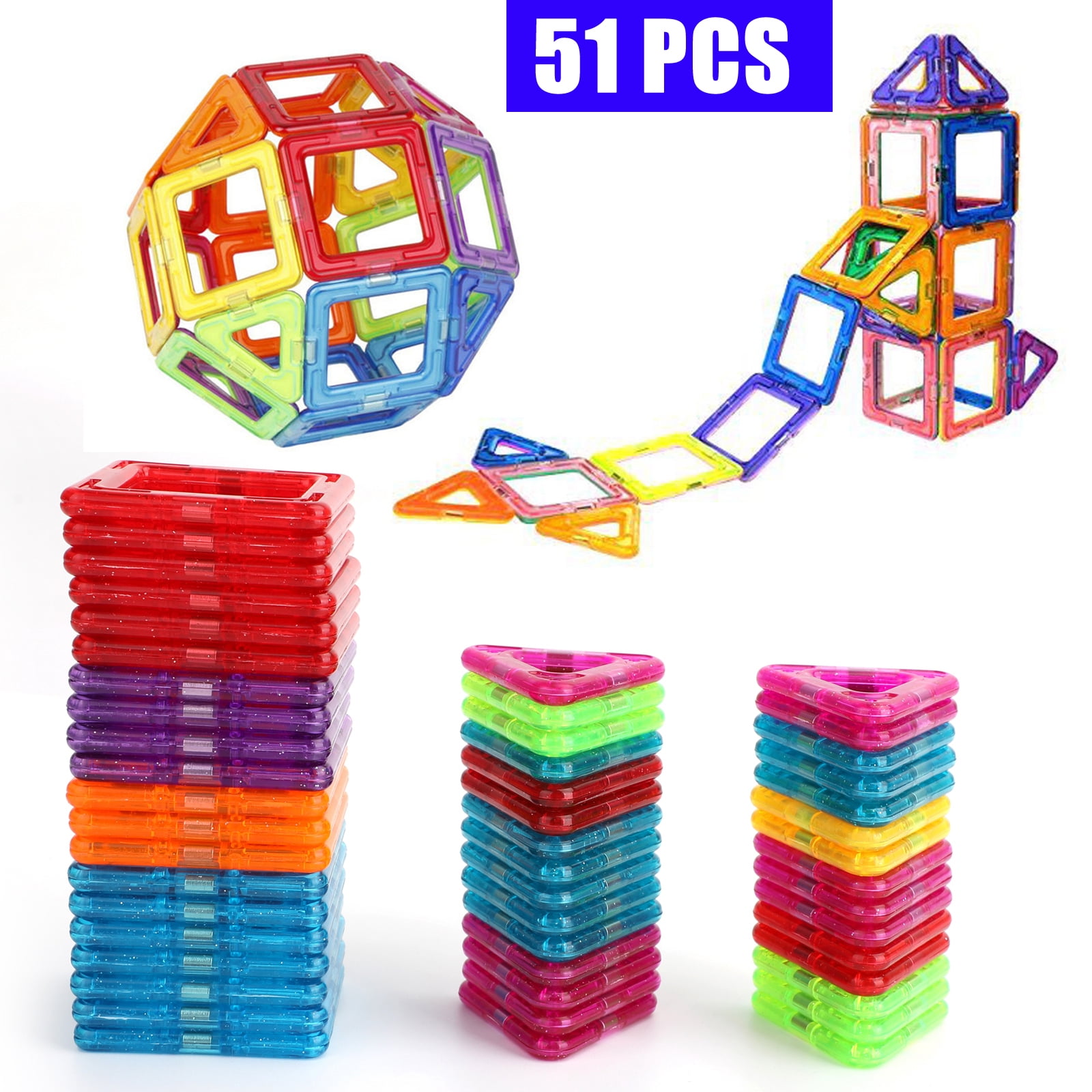 Magnetic Building Tiles Block Kids Construction Educational Toy Release Stress 