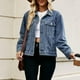 thumbnail image 5 of Abrigos y chaquetas de mezclilla con capucha y manga larga para mujer, abrigos casuales con cuello vuelto, bolsillos, botones regulares, sin capucha, abrigos de mezclilla de manga larga para mujer, 5 of 6