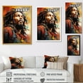 thumbnail image 4 of Designart "Vibrant Raga Bob Marley Portrait I" Fashion Canvas Wall Art - Glam Black Pop Art Bedroom Canvas Wall Art, 4 of 6