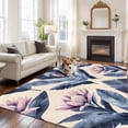 thumbnail image 2 of Pink Purple Floral Area&nbsp;Rug 6x9ft Abstract Rustic Botanical Art Oil Painted Texture Non-Slip&nbsp;Washable Square&nbsp;Rugs Soft Felt Indoor Floor Mat for Bedroom Kitchen Living Room Bathroom, 2 of 9