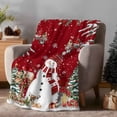 thumbnail image 2 of Flannel Fleece Throw Blankets Xmas Snowman Berry Bird on Red Throws Blankets, Pine Tree Snow Reindeer Lightweight Soft Warm Blanket for Couch Sofa Bed Living Room All Season Use, 40x50in, 2 of 9