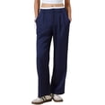 thumbnail image 4 of Striped Pants for Women High Waisted Wide Leg Casual Work Long Pants S Navy Blue, 4 of 6