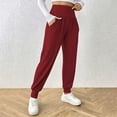 thumbnail image 7 of WAGUTH Women's High Waist Jogger Pants Versatile Solid Loose Ankle Tapered Sweatpants with Pockets Casual Workout Lounge Trousers,Wine,S, 7 of 7