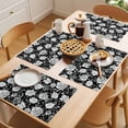 thumbnail image 5 of Black Flowers Placemats Set of 8 Watercolor Vintage Floral Leaves Country Place Mats Indoor Wipeable Table Mats Washable Cloth Dining Table Placemats for Kitchen Holiday Party Home Decor 13x19 Inch, 5 of 9