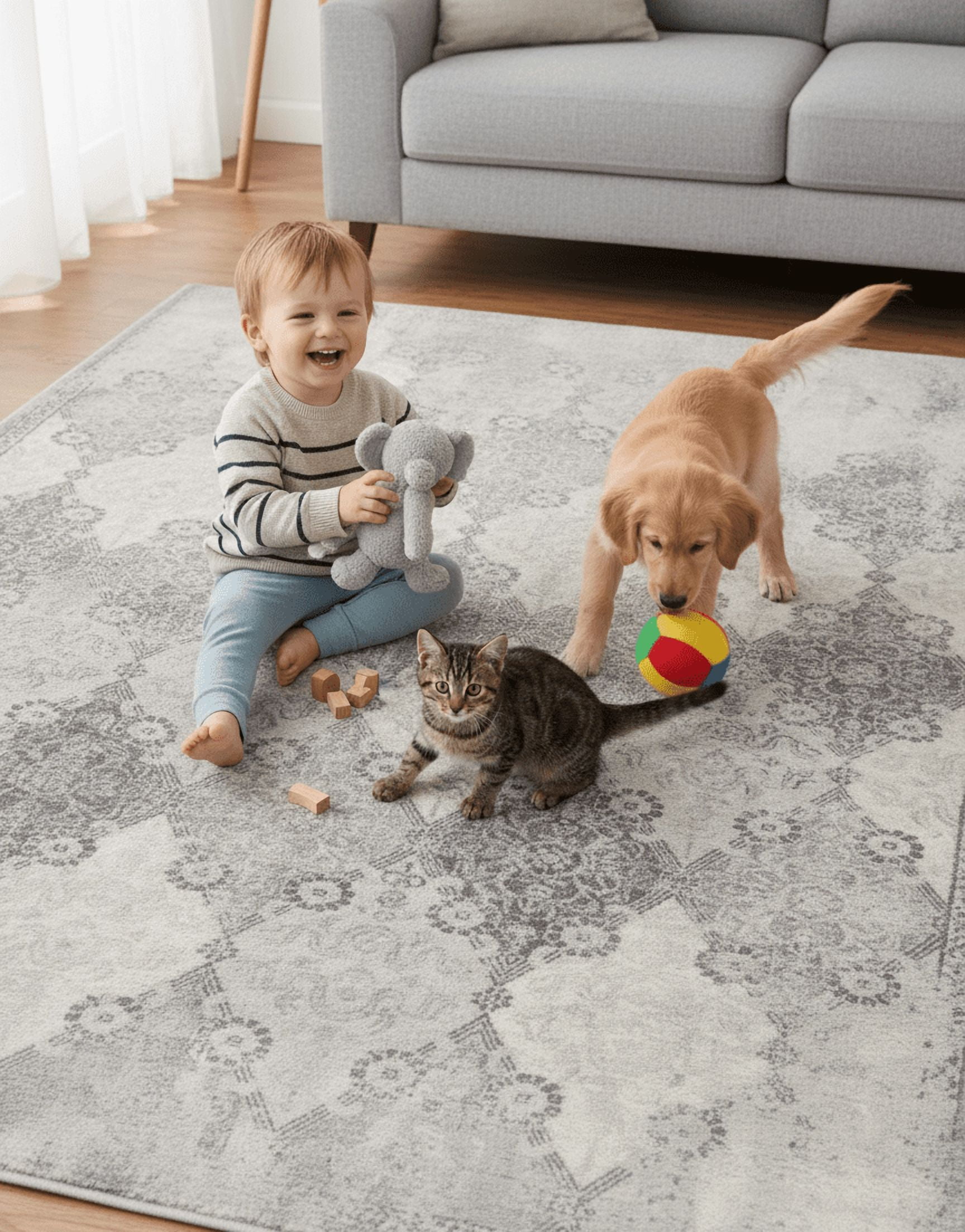 Tapis d'intérieur marocain Rug Branch Havana 2' x 17' (taille exacte : 2'3" x 17'), gris beige, contemporain - Entrée, couloir, salle de bain et cuisine