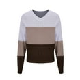 thumbnail image 4 of Olyvenn Stylish Womens Spring Sweaters Casual Long Sleeve Ribbed Knit Pullover V Neck Lightweight Crochet Pullover Sweater Top Brown 12, 4 of 5