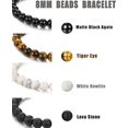 thumbnail image 2 of 4 piezas hombres mujeres cristal pulsera joyería piedra natural yoga pulsera cuentas ajustable 0.315 in, 2 of 5