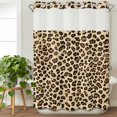 thumbnail image 3 of Leopard No Hook Shower Curtain Waterproof,Bathroom Curtains with Snap in Liners and See Through Top Window,Brown Black Beige Modern Abstract Impressionist Hotel Bathtub Curtains Shower 72"Wx96"L, 3 of 8