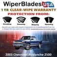 thumbnail image 2 of 2003 Chevrolet Avalanche 2500 Beam Wiper Blades Wipers w/1yr Warranty (Set of 2) (WiperBladesUSA), 2 of 5