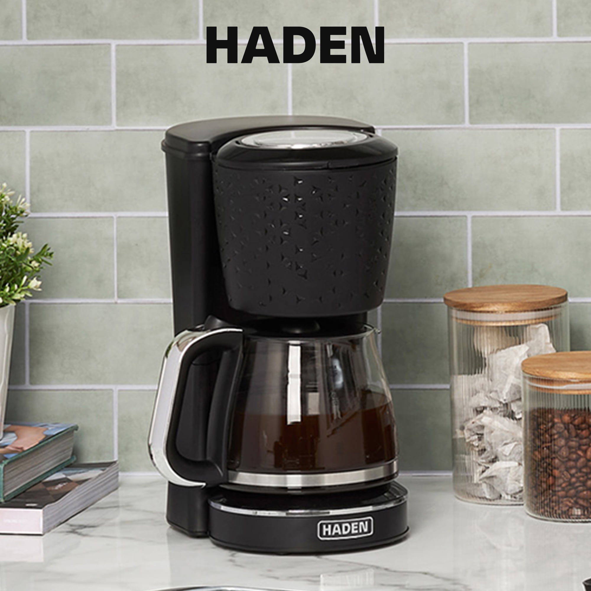 Haden Starbeck Coffee Machine, 10 Cup Auto Coffee Maker, Black & Chrome