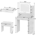 thumbnail image 2 of Vanity Set with Mirror and Lights, Akaber Small Makeup Vanity Desk with Stool, Charging Station, Compact White Vanity with LED Strip, 2 of 9