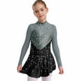 thumbnail image 2 of Kaerm Big Girl's Sparkly Figure Skating Dresses Ballet Dance Tutu Skirted Jazz Latin Gymnastics Dancewear Gray&Black 16, 2 of 6