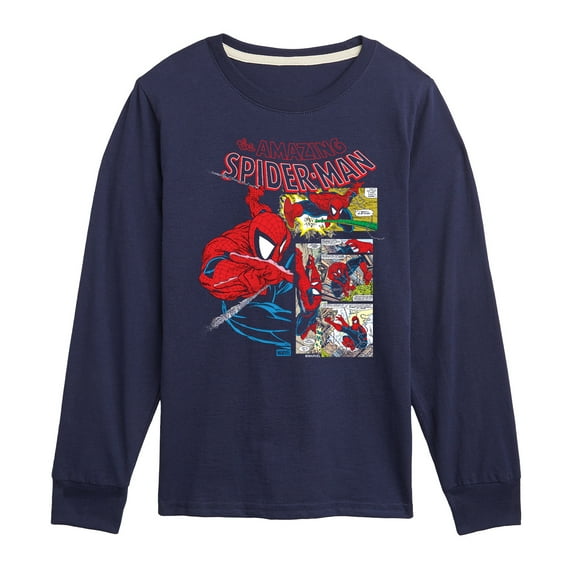 Marvel - Spider-Man Comic Panel- Youth Long Sleeve Graphic T-Shirt