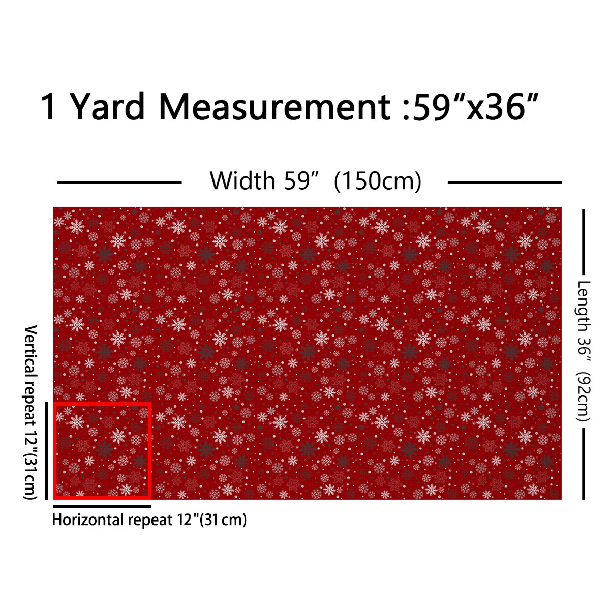Homewish Red Winter Snowflake 01 for Kids, Merry Christmas Room Decor Fabric by the Yard, Happy New Year Sewing Fabric, Lightweight Room Decor