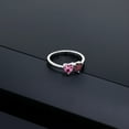 thumbnail image 4 of Gem Stone King 0.99 Ct Double Heart Shape Pink Tourmaline Red Rhodolite Garnet 925 Sterling Silver Ring (Size 9), 4 of 5