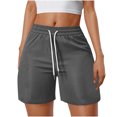 thumbnail image 3 of Women's Fashion Solid Color Shorts with Elastic Waistband Drawstring Side Pockets for Casual Wear | Aestivo,Dark Gray XL, 3 of 9