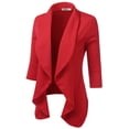 thumbnail image 2 of Doublju Women's Lightweight Thin 3/4 Sleeve Open Front Blazer with Plus Size, 2 of 4