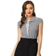 thumbnail image 1 of Top a cuadros para mujer con cuello de corbata y cuello Peter Pan Negro S, 1 of 5