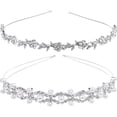 thumbnail image 1 of 2 Pcs Coiffe de Mariage Décoration de Cheveux de Mariée Bandeau en Strass Serre-Tête Perle, 1 of 8