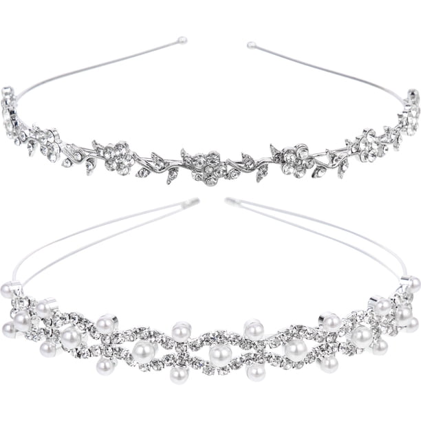 piezas de tocado de novia para boda, decoración para el cabello de novia, diadema de diamantes de imitación, diadema de perlas