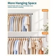 thumbnail image 3 of Sakugi Heavy Duty Clothes Rack - Extendable Stainless Steel Clothing Rack for Hanging Clothes with Mesh Shelf, 49.8–74.8" x 62.6" x 16.5", Silver, 3 of 9