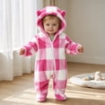 thumbnail image 5 of Maqroz Kids Boy Girl Plaid Fleece Romper Long Sleeve Hooded Jumpsuit Pajamas Winter Warm Bodysuit Sleepwear, 5 of 6