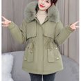 thumbnail image 6 of Christmas Gift Ofreoo Women's Winter Casual Loose Fashion Color Pocket Zippered Tops Reversible Long Cotton Coat Winter Coats for Women, 6 of 8