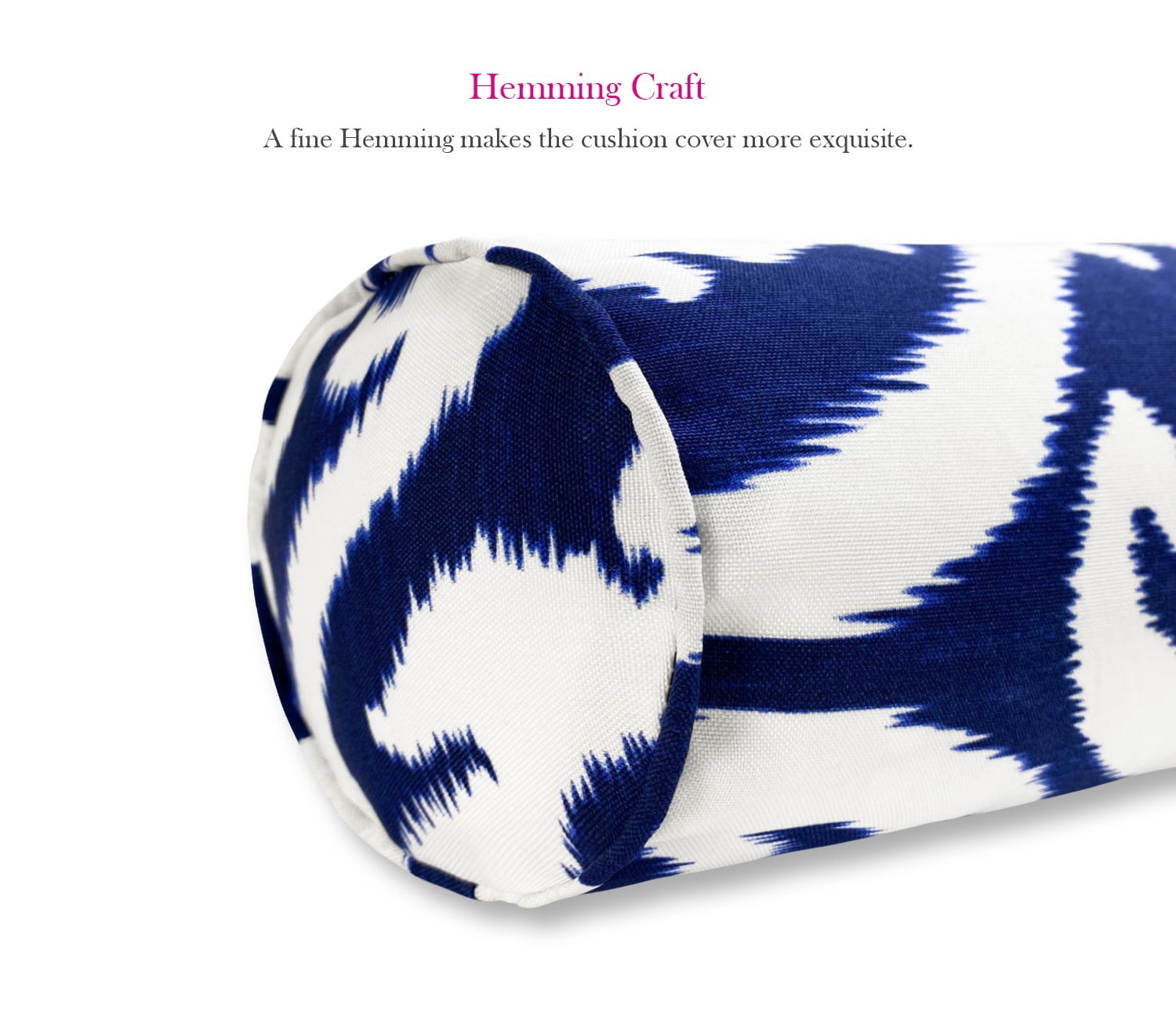 FBTS Prime 2 Pcs 20x6 inch Round Navy Blue Paisley Indoor Outdoor Bolster Pillows with Inserts