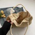 thumbnail image 3 of husxh Women Vintage Shoulder Bag Large Capacity Retro Straw Handbag Hasp Closure Simple Weaving Handbag Ladies Summer Daily Bag, 3 of 9