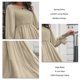 thumbnail image 5 of Vestido plisado de manga acampanada, cuello ancho, cintura alta, línea A, vestido largo de primavera para uso diario y en el trabajo, 5 of 6
