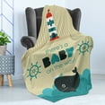 thumbnail image 4 of Ahoy Its a Boy Soft Flannel Fleece Throw Blanket, Baby on the Way Message with Marine Theme Set up Dolphin Wheel, Cozy Plush for Indoor and Outdoor Use, 50" x 60", Teal Dark Blue Khaki, by Ambesonne, 4 of 5