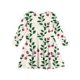 thumbnail image 4 of XADYUY Girls Beach Dresses Casual A-Line Long Sleeve Girls Midi Dresses Vintage Floral Print Crew Neck Dresses Beach Twirly Skater Dresses 4-5 Years,Green, 4 of 6