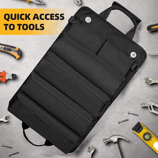 Riforla Sac de Rangement pour Rouleau d'Outils Sac Pliable Multifonction Grande Capacité Facile à Accrocher Sac à Outils Pratique