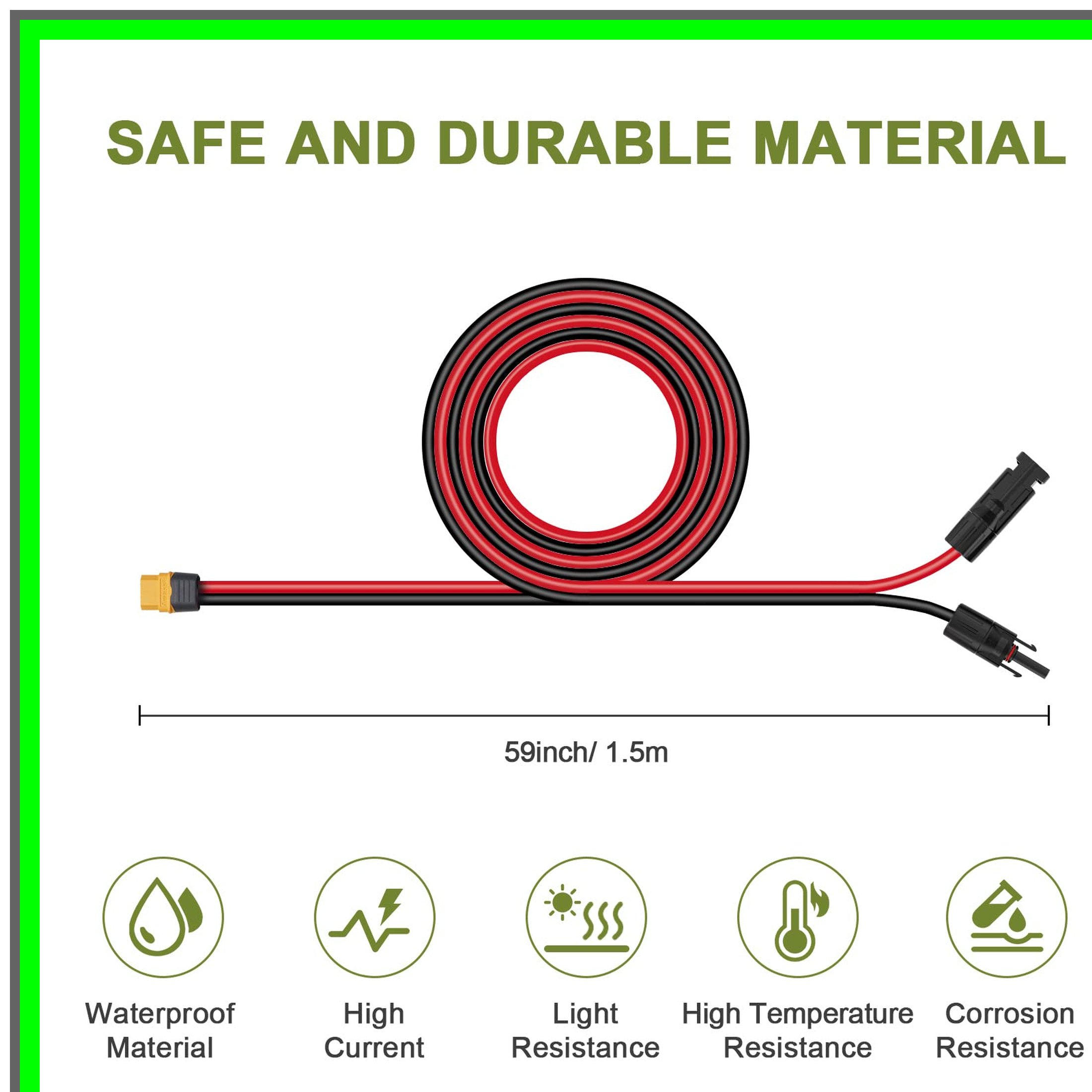 MC-4 to XT60 Solar Connector Adapter Cable for Generators and Panels