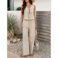 thumbnail image 4 of Womens 2 Piece Outfits V Neck Tie Waist Vest and Wide Leg Casual Pants Sets Deep Color S, 4 of 7