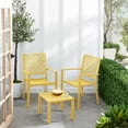 thumbnail image 3 of Best Choice Products 3-Piece Stackable Patio Bistro Set, Outdoor Chat Furniture w/ 2 Chairs, Table - Yellow, 3 of 8