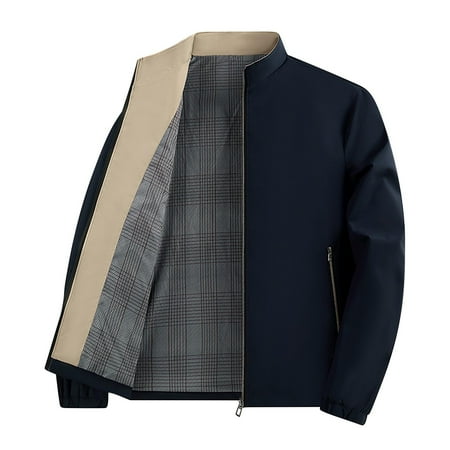 PuLe Jackets for Men Men s Casual Solid Color Zipper Long Sleeve Hoodless Casual Outwear Jackets