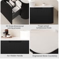 thumbnail image 3 of 60" Floating Bathroom Vanity with Double Sink, Modern Bathroom Vanities with Marble Countertop and White Rectangular Ceramic Sink, Soft-Close Design, Natural Solid Wood Cabinet, Pre-Assembled, Black, 3 of 6
