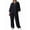 Black, variant on Womens Cotton Linen 2 Piece Sets V Neck Button Down Long Sleeve Shirt Wide Leg Trouser Sets with Pockets Light Blue XXL