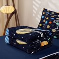 thumbnail image 6 of Manfei Space Astronaut Alphabet T Zipper Full Size Comforter Sets with Fitted Sheet and 2 Pillowcases,Stars Galaxy Zipper Bedding Set,Dark Blue,Navy Blue Reversible,4pcs, 6 of 8