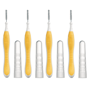 4/Pk Interdental Brushes Ultra Tight, Soft Cleaners Between Teeth Orthodontic Braces Cleanser, Orange