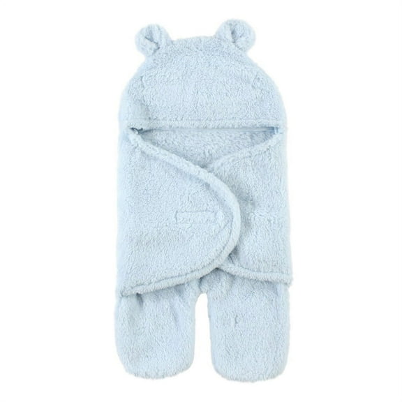 Hudson Baby Infant Boy Animal Faux Shearling Baby Outdoor Stroller Sack Wrap, Lt Blue, One Size