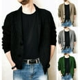 thumbnail image 4 of CEHVOM Men's Solid Color Lapel Long-sleeved Single-breasted Sweater Coat, 4 of 4