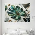 thumbnail image 2 of Ambesonne Monstera Tapestry Wall Hanging, Abstract Mid Century Art, 80"x60", Fern Green Teal and Pale Grey, 2 of 3
