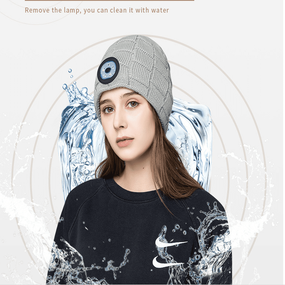 Bonnet Lumineux LED - Bonnet Tricoté Noir Avec 4 LED Rechargeables USB Cadeau Unisexe Original 99137642