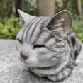 thumbnail image 3 of Tabby Tranquility: Whimsical Black Polyresin Napping Cat Figurine, 3 of 5