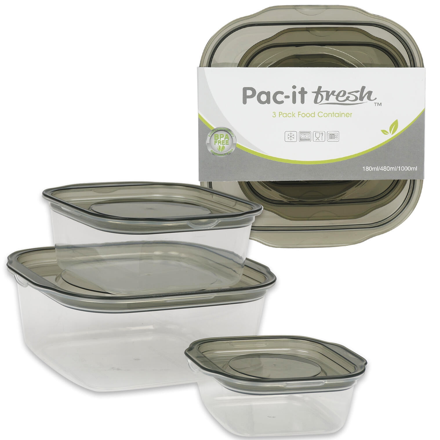11960-302 - Squares Polyethylene Food Storage Containers & Lids - 3-Pack 2  qt - White