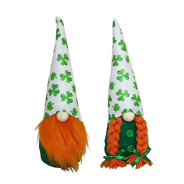 2 uds Irlanda Día de San Patricio trébol verde adorno de muñeca sin rostro