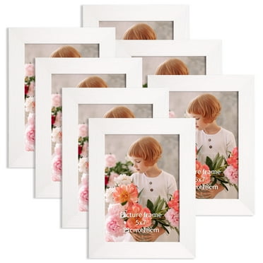 5x7 White Picture Frame Set of 7, 5 by 7 Photo Frame for Home Decor, MDF