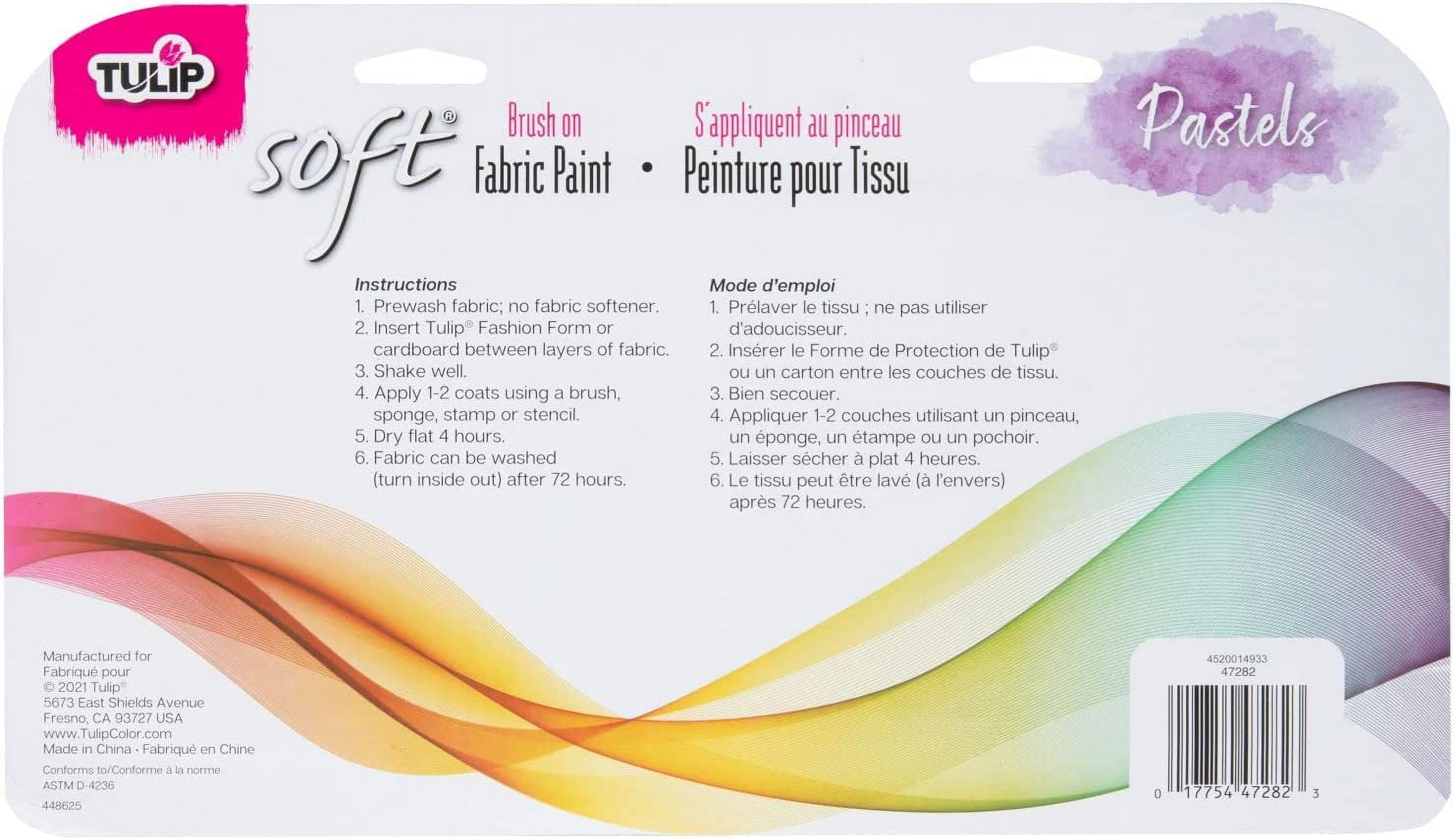 Tulip Soft Fabric Paint, Permanent Fabric Paint for Clothes, Pastel Colors, 10 Pack of 1 fl oz bottles, Matte Finish Stays Flexible after Washing